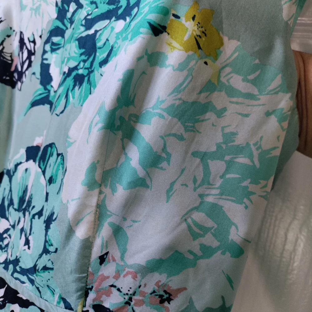 J. Crew teal floral 100% silk dress women's size 6 - Picture 4 of 8